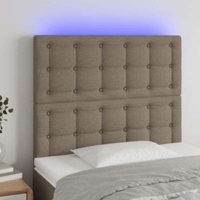 VidaXL Čelo postele s LED sivohnedé 80x5x118/128 cm látka
