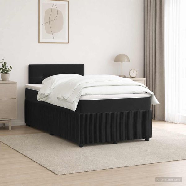 vidaXL Posteľ boxspring s matracom Čierna 120 x 190 cm Zamat