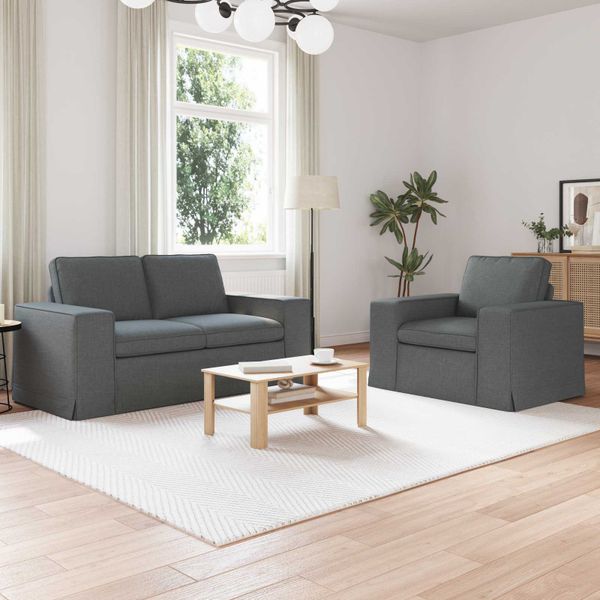 vidaXL Sada pohoviek 2 pcs Tmavo šedá 162 x 80 x 82 cm látka