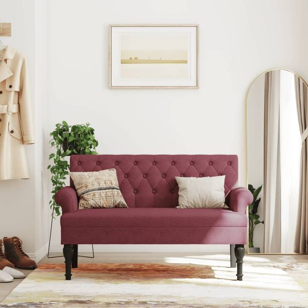 vidaXL Lavička s operadlom vínovo červená 120x62x75,5 cm látka