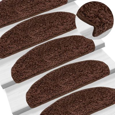 vidaXL Schodové rohože 10 ks 65x21x4 cm hnedé polkruhové veľké