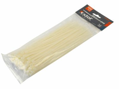 Pásky na vodiče bílé, 300x4,8mm, 100ks, NYLON EXTOL-PREMIUM