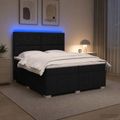 vidaXL LED boxspring posteľ s matracom Čierna 200 x 200 cm Látka