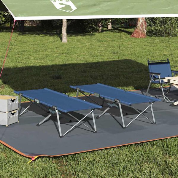 vidaXL Skladacia kempingová posteľ 2 pcs Modrá 194 x 62,5 x 42,5 cm