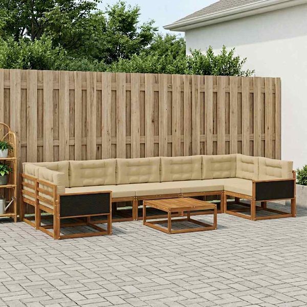 vidaXL Záhradná súprava gaučov s vankúšom 8 pcs Prírodná a béžová