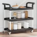 vidaXL Vozík s 3 poschodiami čierny 77x34x72 cm hliník