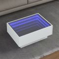 vidaXL Konferenčný stolík s LED biely 70x50x30 cm kompozitné drevo