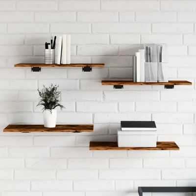 vidaXL Nástenné police 4 ks dymový dub 60x30x1,5 cm kompozitné drevo