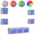 vidaXL 7-dielne TV nástenné skrinky s LED betónovo sivé kompozit.drevo