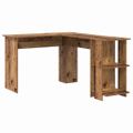 vidaXL Rohový stôl Staré drevo Kompozitné drevo 140 x 113,5 x 75 cm