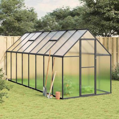 vidaXL Skleník s podkladovým rámom antracitový 445x169x195 cm hliník
