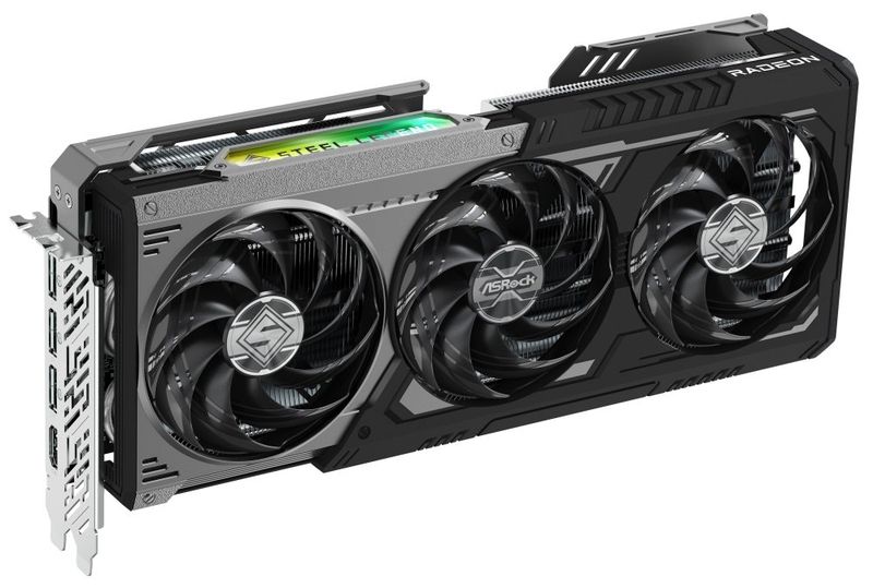 ASROCK AMD Radeon RX 9070 XT Steel Legend Dark 16GB / 16GB GDDR6 / PCI-E / HDMI / 3x DP / černá Grafická karta, PCI-E, 16GB GDDR6, 1× HDMI, 3× DisplayPort, aktivní