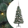 vidaXL Umelý predsvietený vianočný stromček s guľami Zelená 120 cm PET
