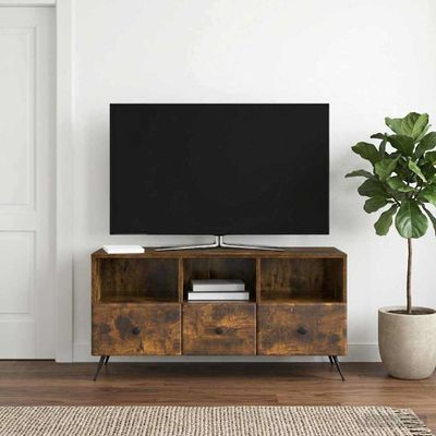 vidaXL TV skrinka Dymový dub 102 x 34,5 x 50 cm Kompozitné drevo