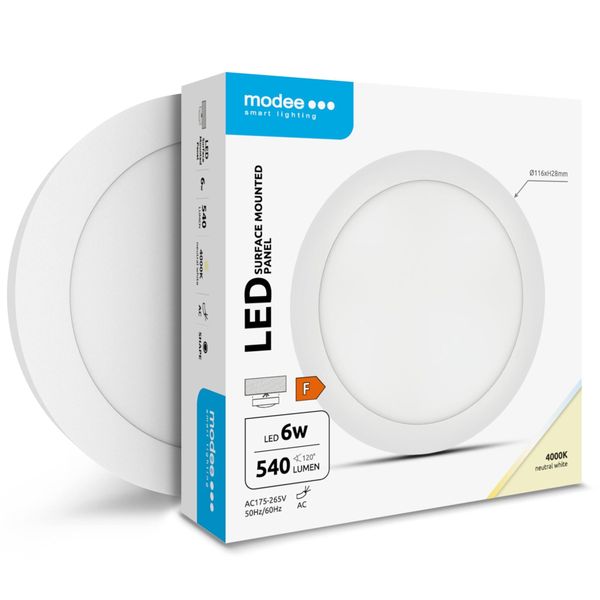 Modee LED okrúhly stropný panel - montovateľný 6W 540lm neutrálna biela (ML-LPR4000K6WA2N)