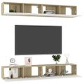 vidaXL TV skrinky 4 ks, biela+sonoma 100x30x30 cm, kompozitné drevo