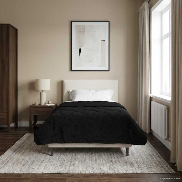 vidaXL Letná prikrývka Čierna 140 x 220 cm Mikrofáza a Teddy fleece