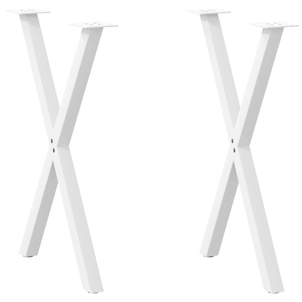 vidaXL Nohy k jedálenskému stolu v tvare X, 2 ks, biele, 50 x (72-73) cm, oceľové