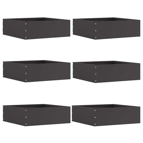 vidaXL Obrubník trávnika 6 pcs Čierna 40 x 40 x 13 cm Oceľ