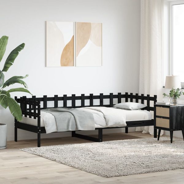 vidaXL Denná posteľ čierna 80x200 cm borovicový masív
