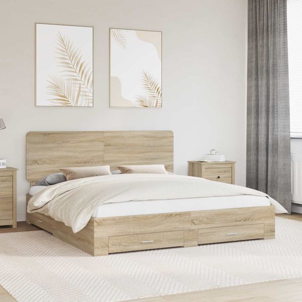 vidaXL Rám postele Sonoma dub 200 x 200 cm Kompozitné drevo