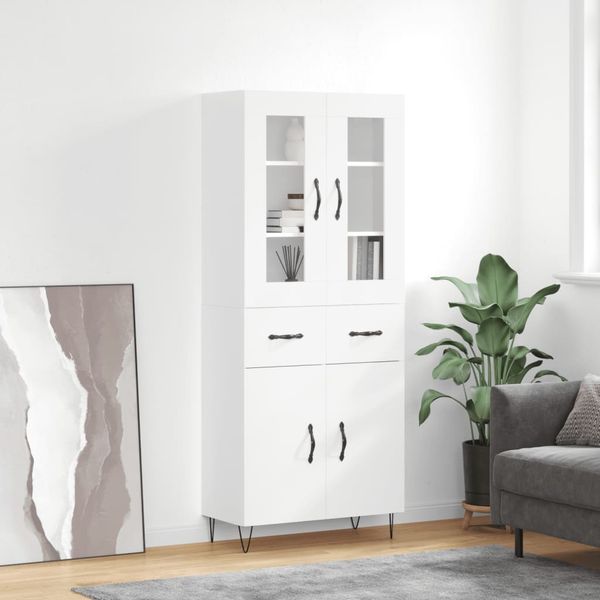 vidaXL Vysoká skrinka lesklá biela 69,5x34x180 cm spracované drevo