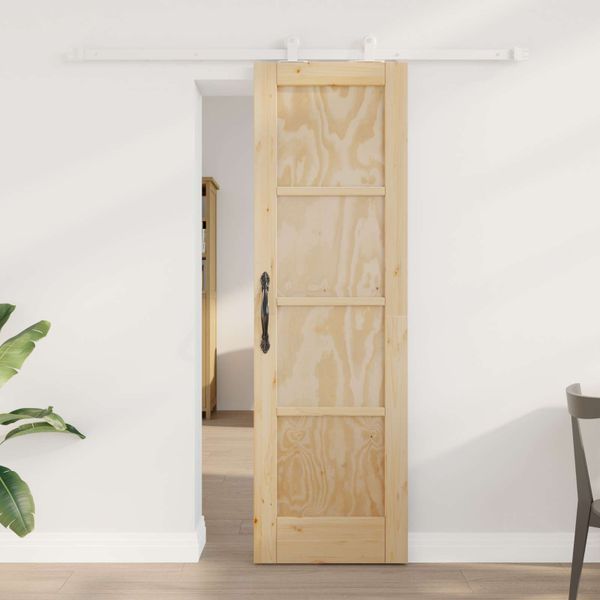 vidaXL Posuvné dvere Prírodná a biela 61 x 198,5 cm Borovicový masív