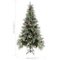 vidaXL Vianočný stromček a borovicové šišky zeleno-biely 225 cm PVC&PE