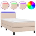 vidaXL Boxspring posteľ matrac a LED kapučínová 80x200cm umelá koža