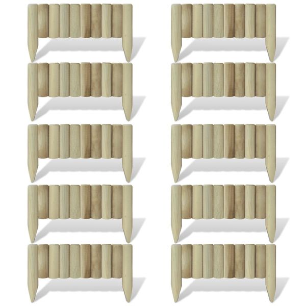 vidaXL Záhradné palisády z polien, panely 10 ks, drevo 60 cm