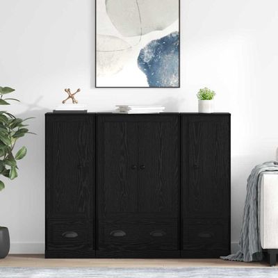 vidaXL Highboard so zásuvkou 3 pcs Čierny dub Kompozitné drevo