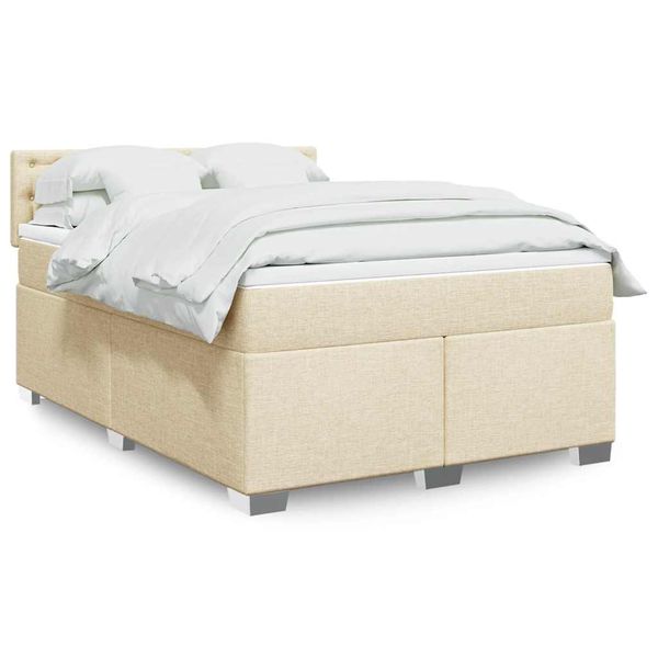vidaXL Boxspring posteľ s matracom krémový 140x190 cm látka