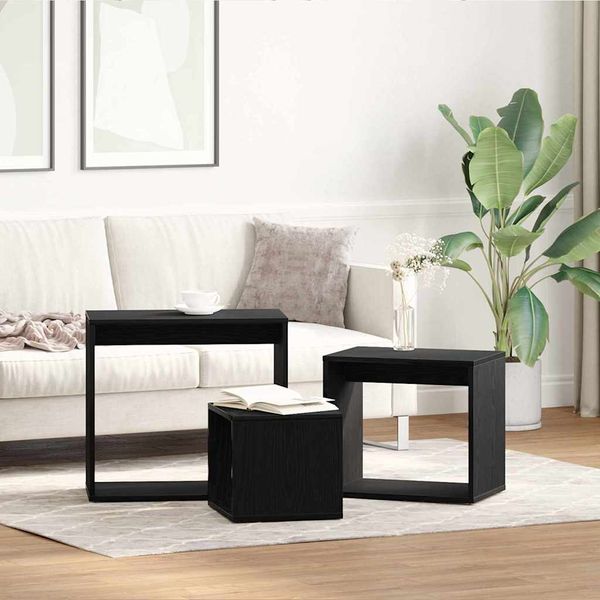 vidaXL Hniezdiaci stôl 3 pcs Čierny dub Kompozitné drevo
