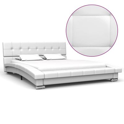 vidaXL Posteľný rám biely 200x120 cm umelá koža