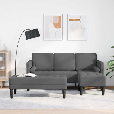 vidaXL Sada pohoviek s vankúšom 2 pcs Tmavo šedá Polyester