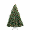 vidaXL Umelý vianočný stromček s 300 LED-i Zelená 180 cm PE a PVC