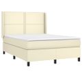 vidaXL Boxspring posteľ s matracom a LED krémová 140x190 cm umelá koža