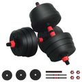 vidaXL 2-v-1 set činiek a činky 20 kg Čierna a červená