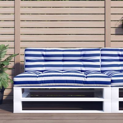 vidaXL Podložka na paletový nábytok, modro biela 120x40x12 cm, látka