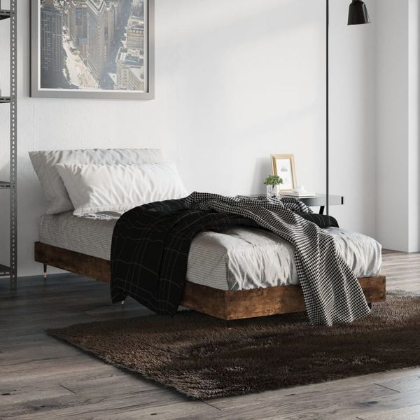 vidaXL Posteľný rám bez matraca dymový dub 75x190 cm kompozitné drevo