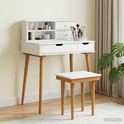 vidaXL Sada toaletného stolíka FAUSKE 3 ks Biela 76 x 50 x 103,5 cm