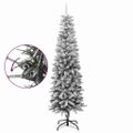 vidaXL Zasnežený umelý úzky vianočný stromček 180 cm PVC a PE