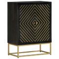 vidaXL Komoda s 2 dverami čierno-zlatá 55x30x75 cm masívny mangovník