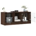 vidaXL TV skrinka so sklenenými dvierkami hnedý dub 102x37x42 cm