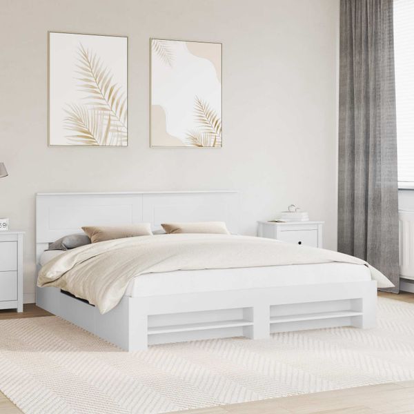 vidaXL Rám postele s čelnou doskou Biela 200 x 200 cm Kompozitné drevo