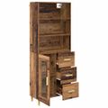 vidaXL Highboard Staré drevo 69,5 x 34 x 180 cm Kompozitné drevo