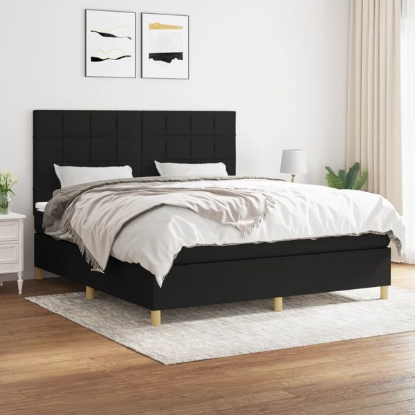 vidaXL Posteľný rám boxspring s matracom čierny 160x200 cm látka