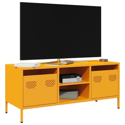 vidaXL TV skrinka horčicovožltá 101,5x39x43,5 cm oceľ