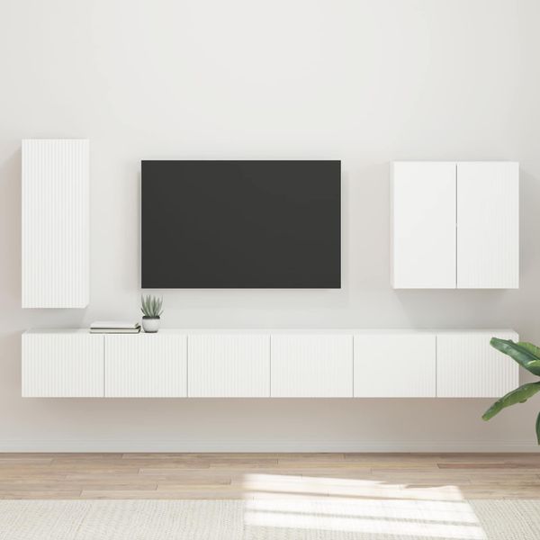 vidaXL Sada nástenného kabinetu na TV Nástenný 6 pcs Biela