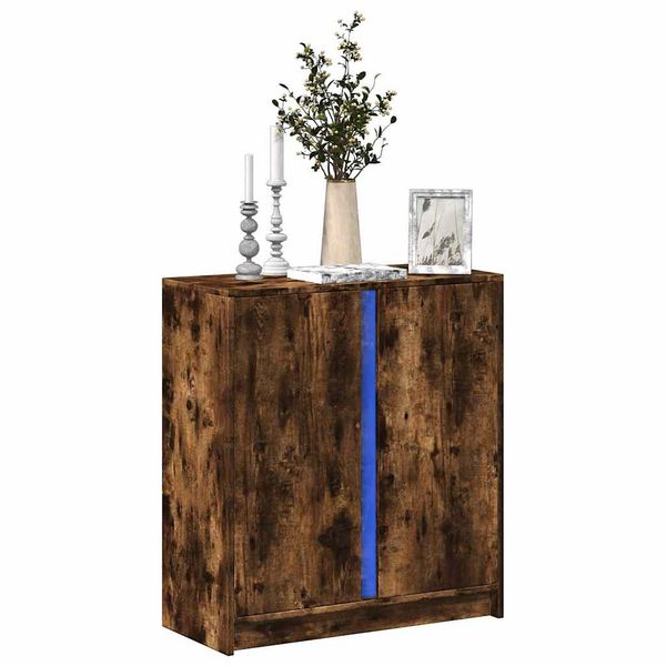 vidaXL Komoda s LED dymový dub 77x34x85 cm kompozitné drevo
